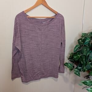 Athleta Flow Essence Space Dye Heathered Purple Dolman Wide Neck Top Small
